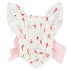 Baby Girls White & Roses Swimsuit, 1, hi-res
