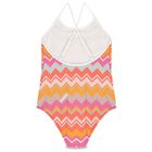 Girls Pink & Orange Logo Zig Zag Swimsuit, 1, hi-res