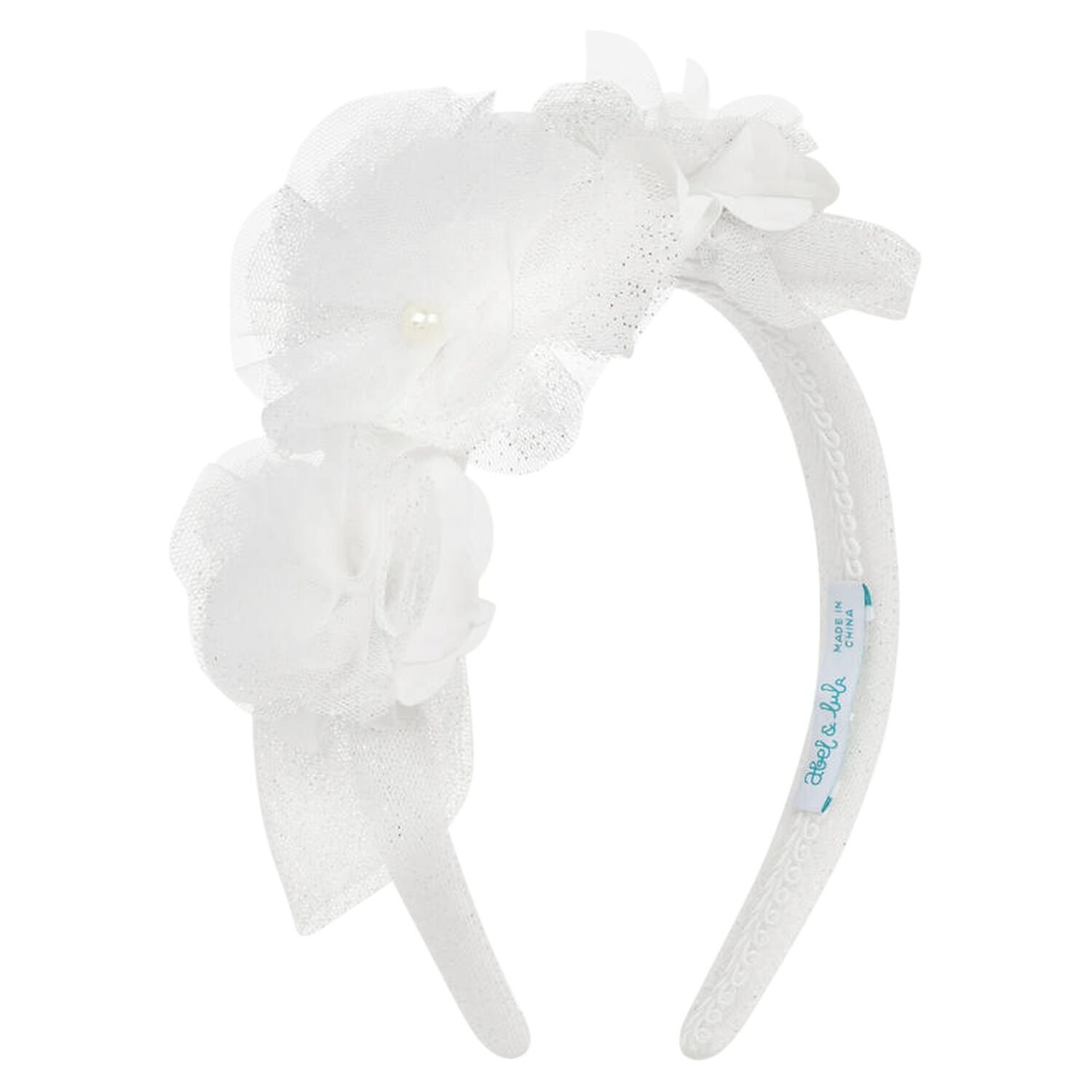 Girls White Flower Headband, 1, hi-res image number null