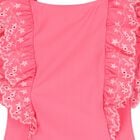 Girls Pink Broderie Anglaise Swimsuit, 1, hi-res