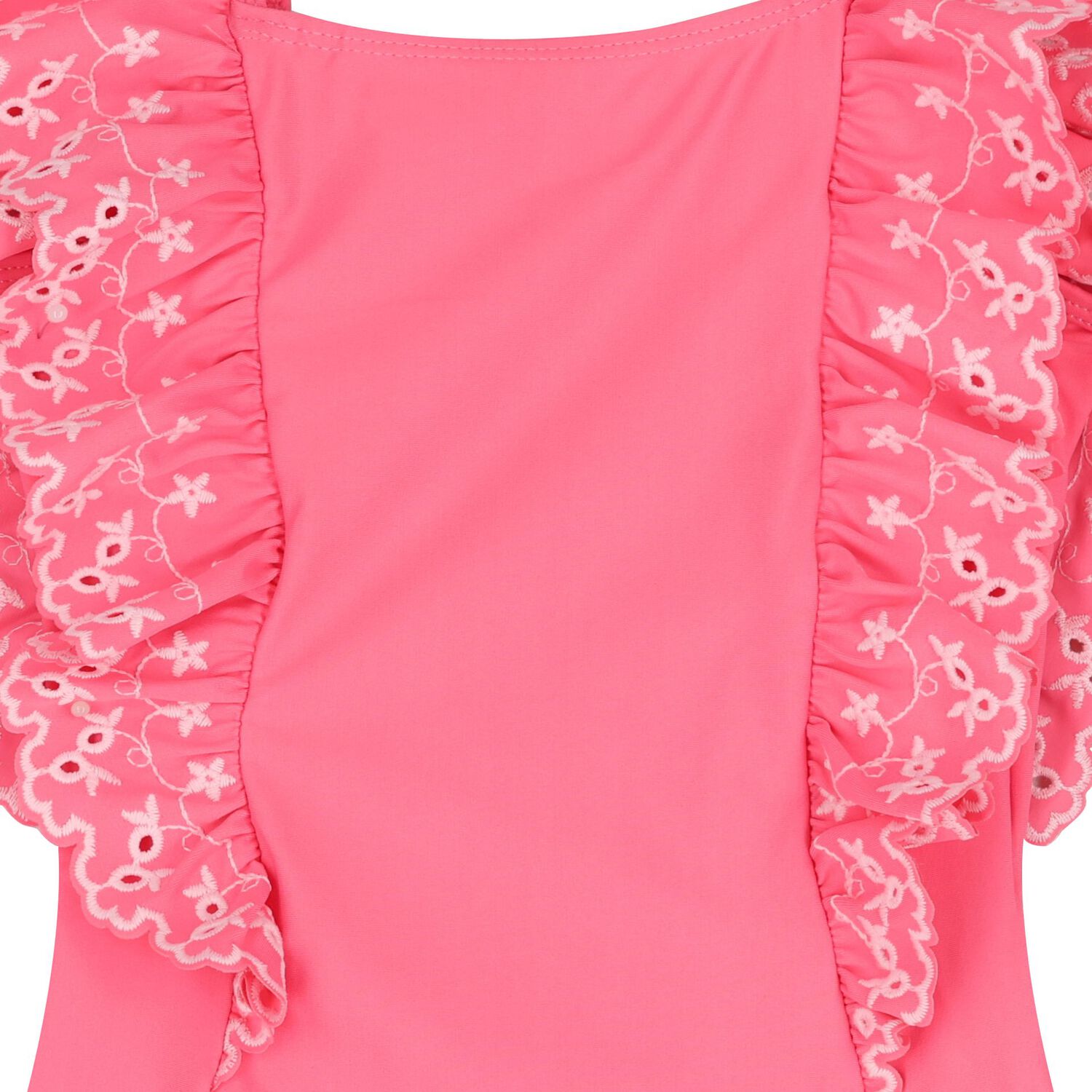 Girls Pink Broderie Anglaise Swimsuit, 1, hi-res