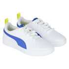 Boys White & Blue Rickie Trainers, 1, hi-res