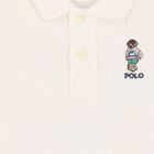 Baby Boys Ivory Piqué Bear Polo Shirt, 1, hi-res