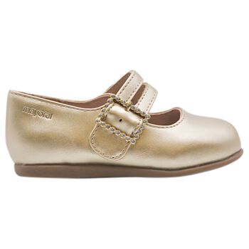 Younger Girls Gold Patent Leather Shoes