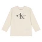 Baby Boys Beige Logo Long Sleeve Top, 4, hi-res