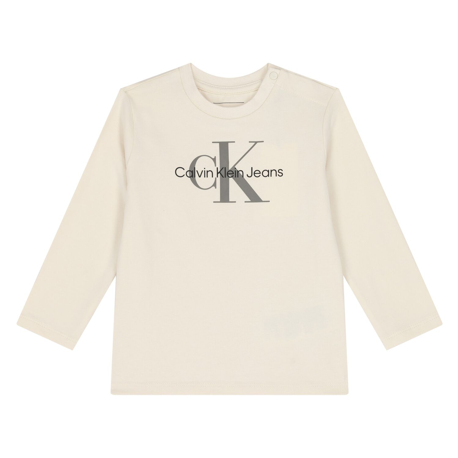 Baby Boys Beige Logo Long Sleeve Top, 4, hi-res