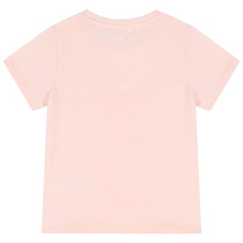 Girls Pink Teddy Bear Logo T-Shirt