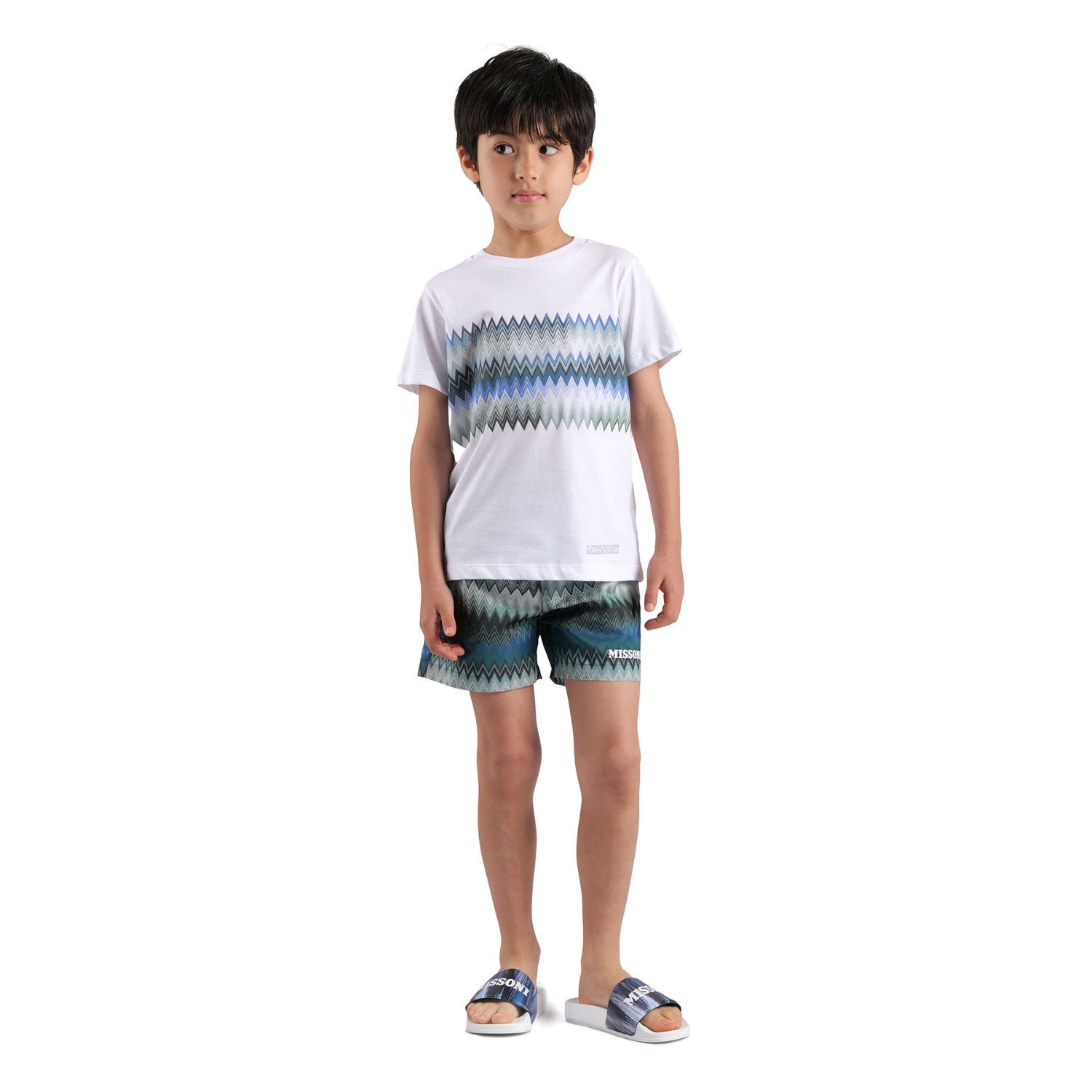 Boys White Boys Zigzag T-Shirt, 1, hi-res