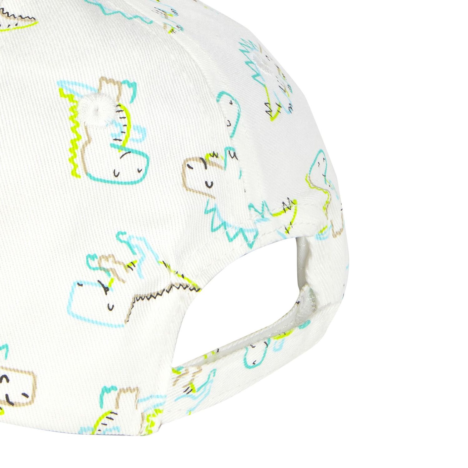 Younger Boys White Dinosaur Cap, 1, hi-res