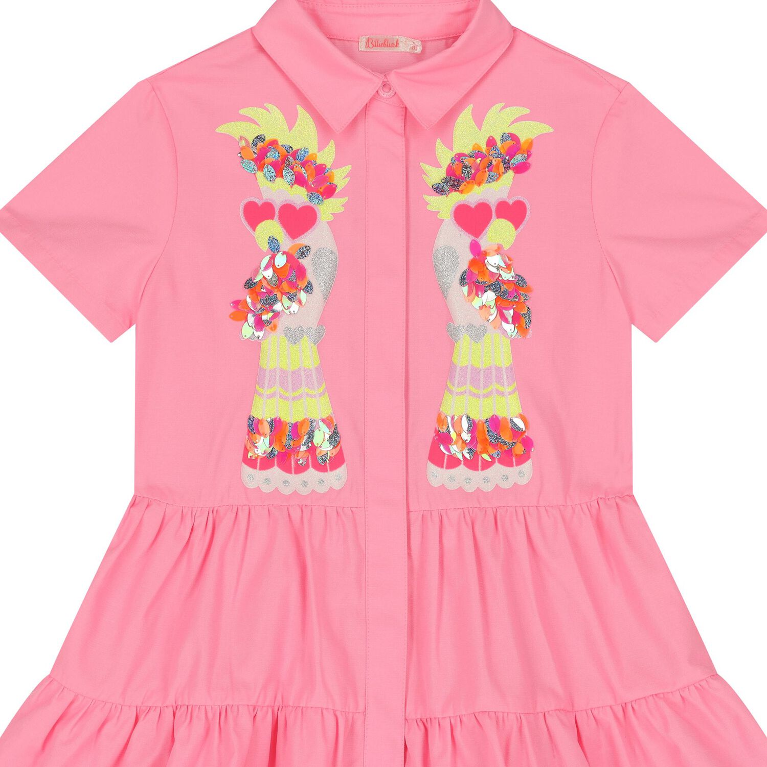 Girls Pink Sequin Bird Dress, 1, hi-res