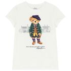 Girls White Polo Bear T-Shirt, 2, hi-res