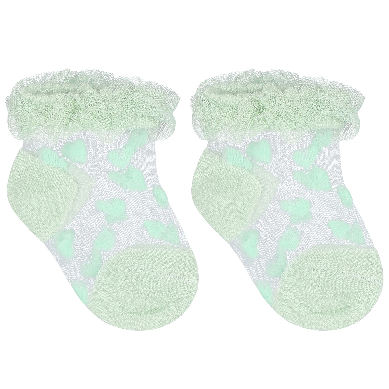 Baby Girls Aqua Tulle Socks , 2, hi-res