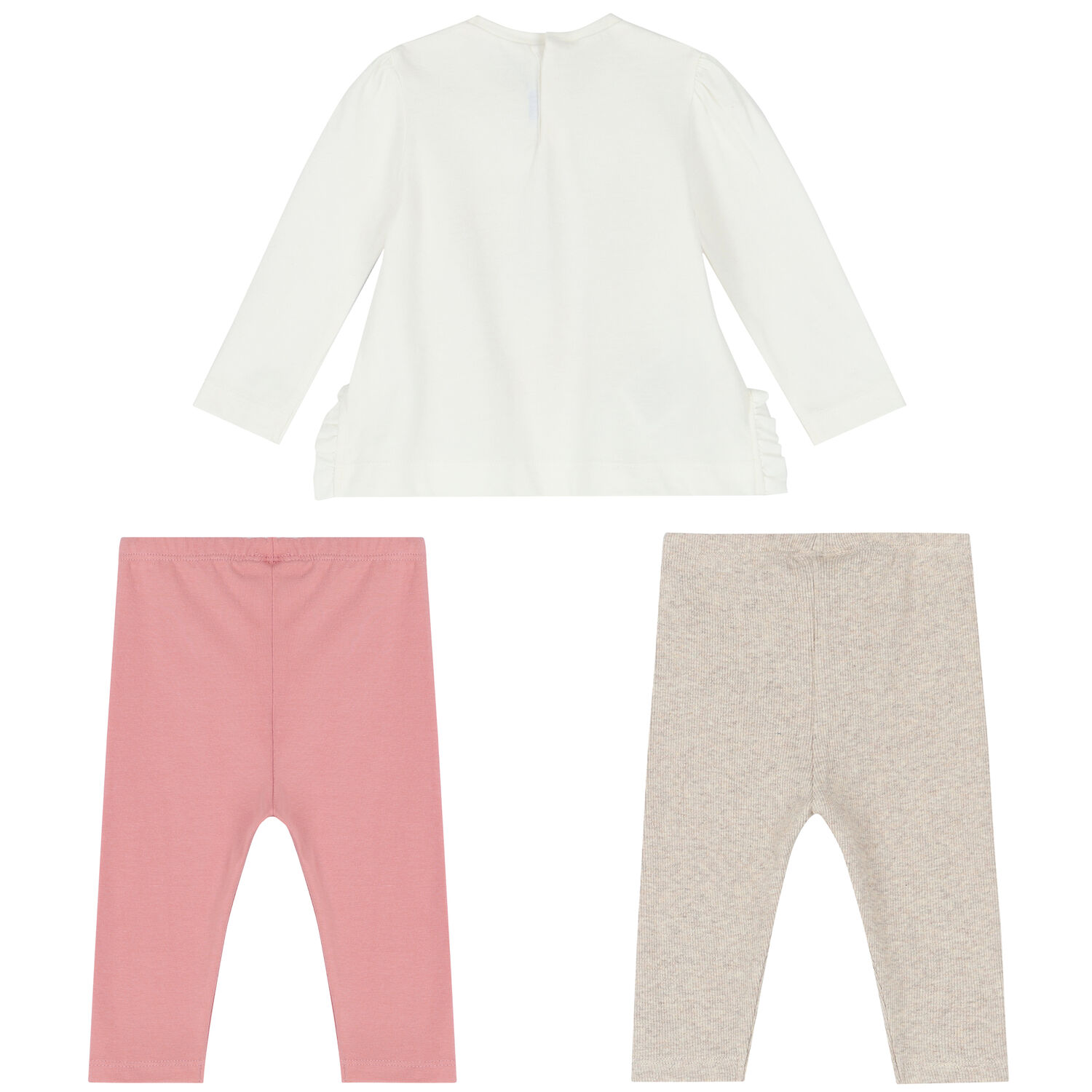 Younger Girls White, Pink & Beige Leggings Set, 2, hi-res