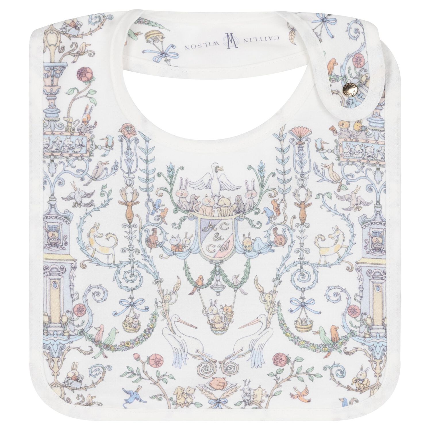 Baby Boys White & Blue Toile de Jouy Carré Swaddle & Bib Gift Set, 1, hi-res