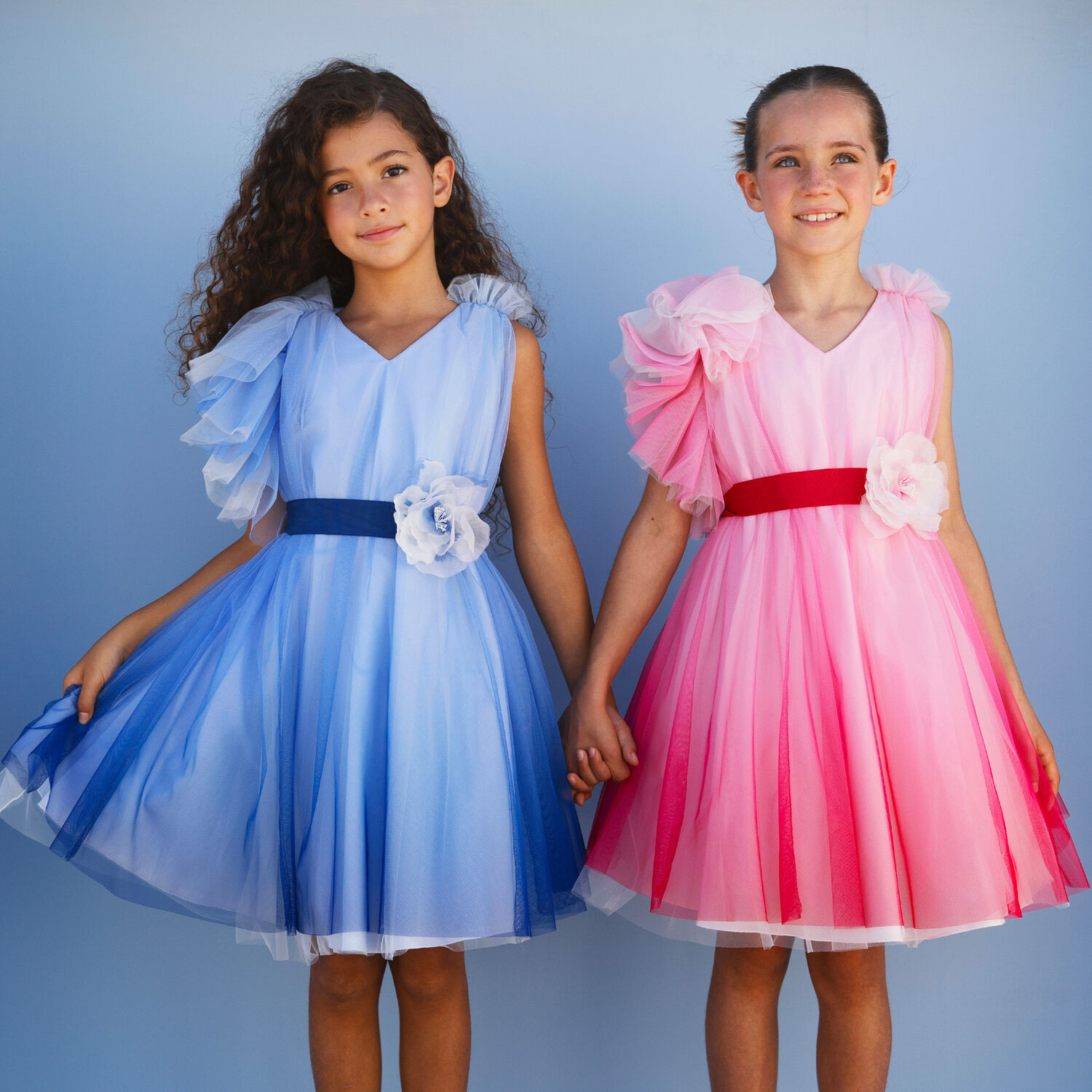 Girls Pink Tulle Ruffle Dress, 1, hi-res image number null