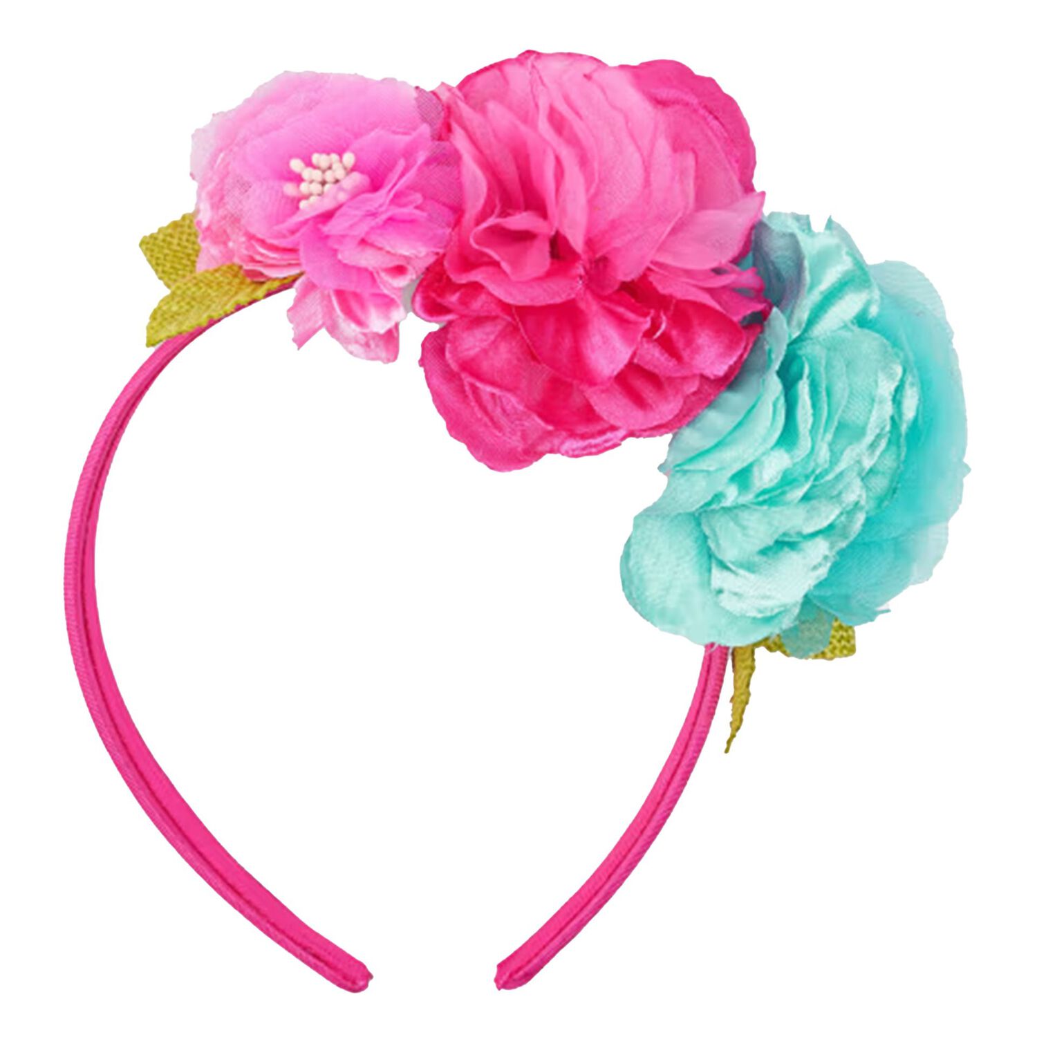 Girls Pink Flower Headband, 2, hi-res