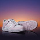 Girls White & Pink Dunk Low Trainers, 5, hi-res
