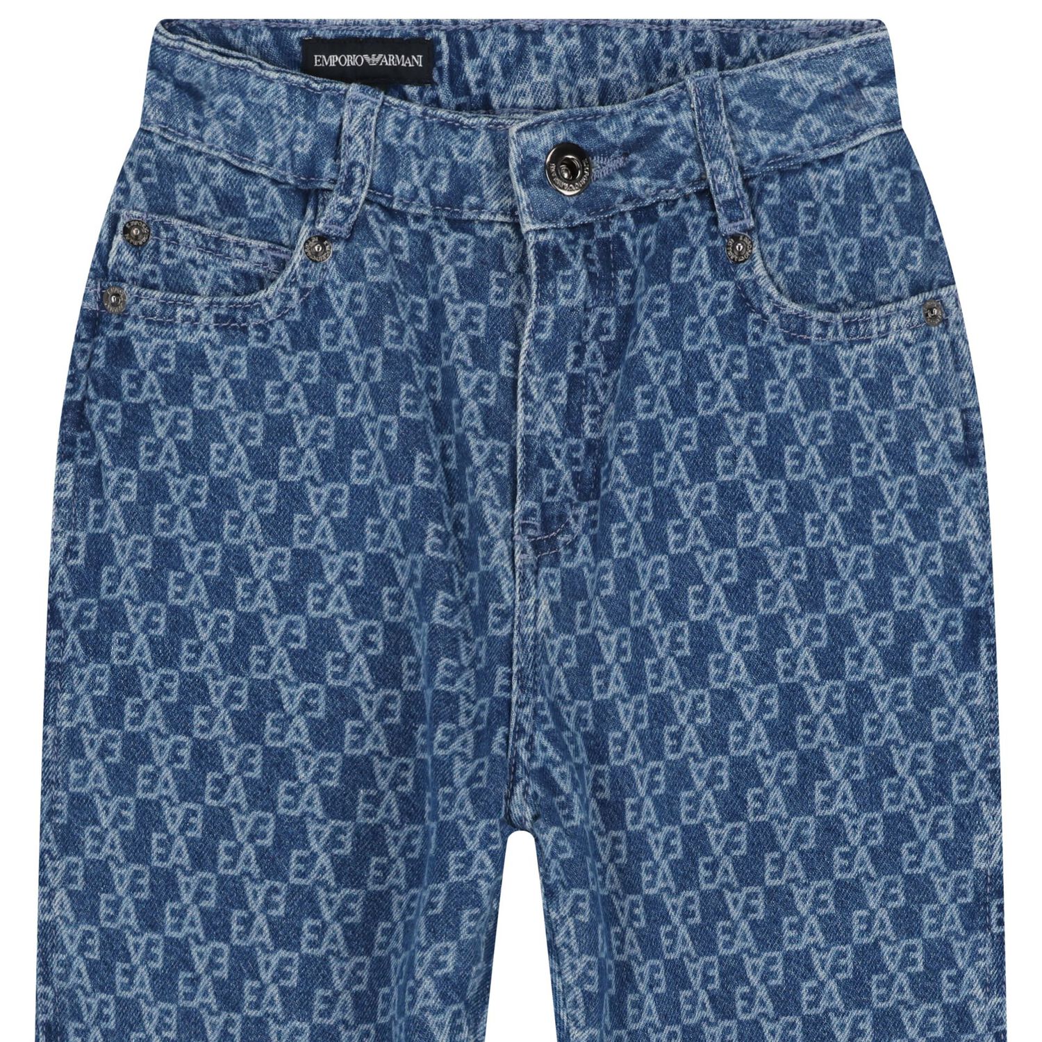 Boys Blue Denim Logo Jeans, 1, hi-res