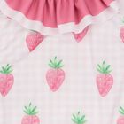 Girls White & Pink Gingham Strawberries Swimsuit, 3, hi-res