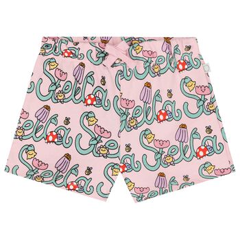 Younger Girls Pink Floral Logo Shorts