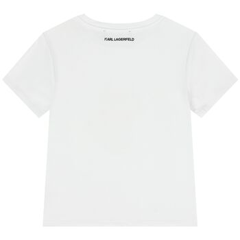 Girls White Reversible Sequin Choupette T-Shirt