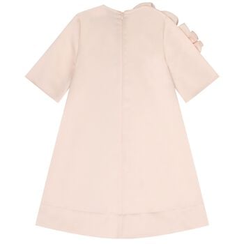 Girls Pink Ruffled Satin Dress