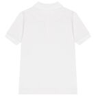Boys White Logo Polo Shirt, 2, hi-res