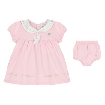Baby Girls Pink & White Logo Dress Set