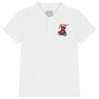Boys White Teddy Bear Logo Polo Shirt, 1, hi-res