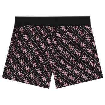 Girls Black & Pink Logo Shorts