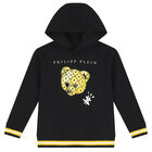 Boys Black Logo Hooded Top, 1, hi-res