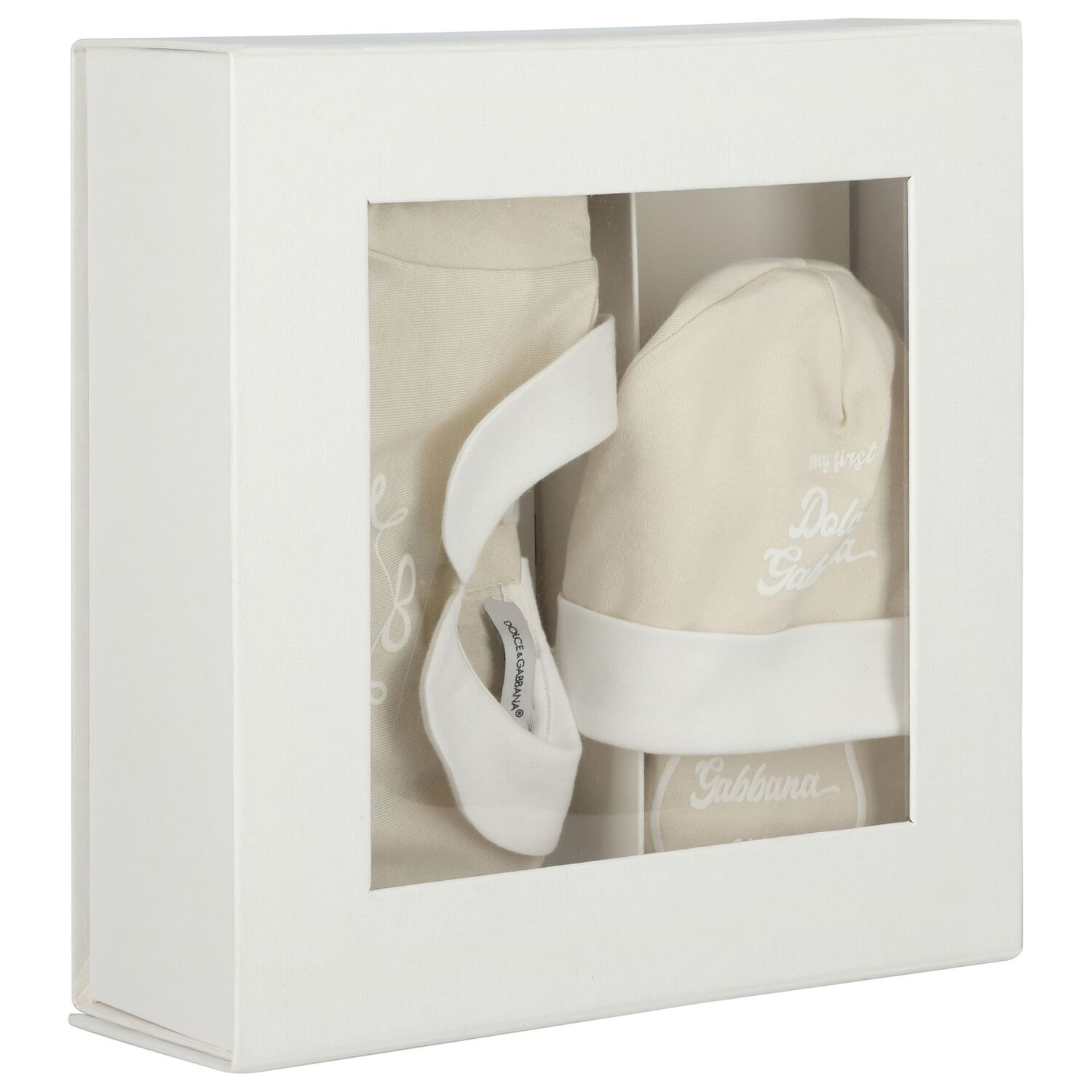 White & Beige Logo Babygrow Gift Set, 1, hi-res