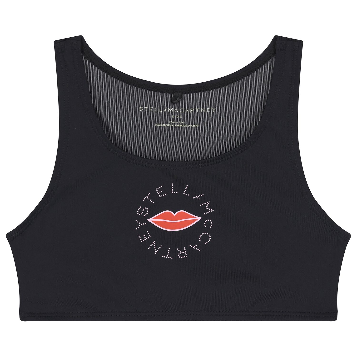 Girls Black Lips & Logo Sleeveless Top, 1, hi-res