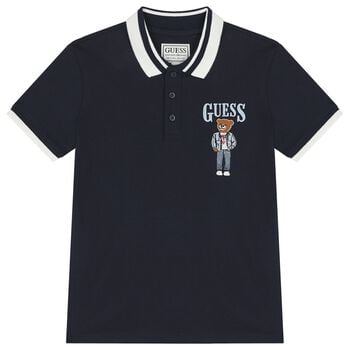 Boys Navy Blue Teddy Bear Logo Polo Shirt