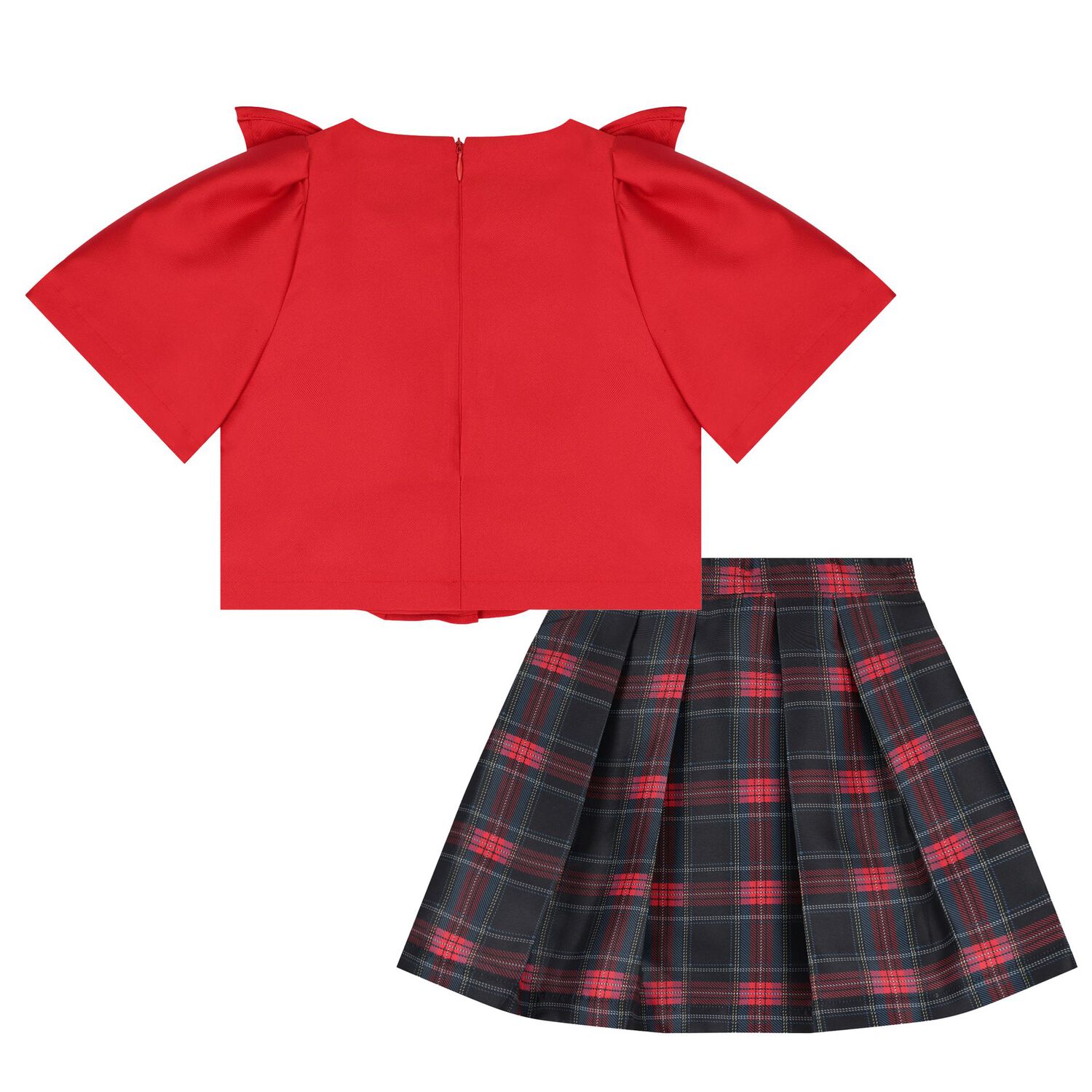 Girls Red & Navy Blue Skirt Set, 1, hi-res image number null
