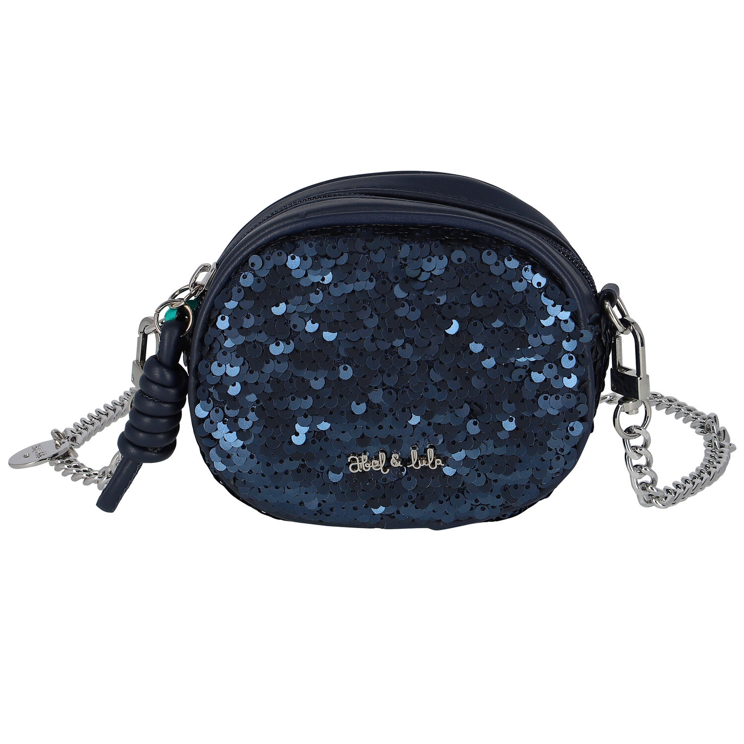 Girls Navy Logo Sequins Belt Bag, 1, hi-res
