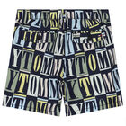 Boys Navy Blue Logo Shorts, 1, hi-res