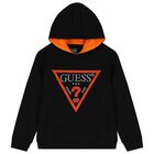 Boys Black Logo Hooded Top, 2, hi-res
