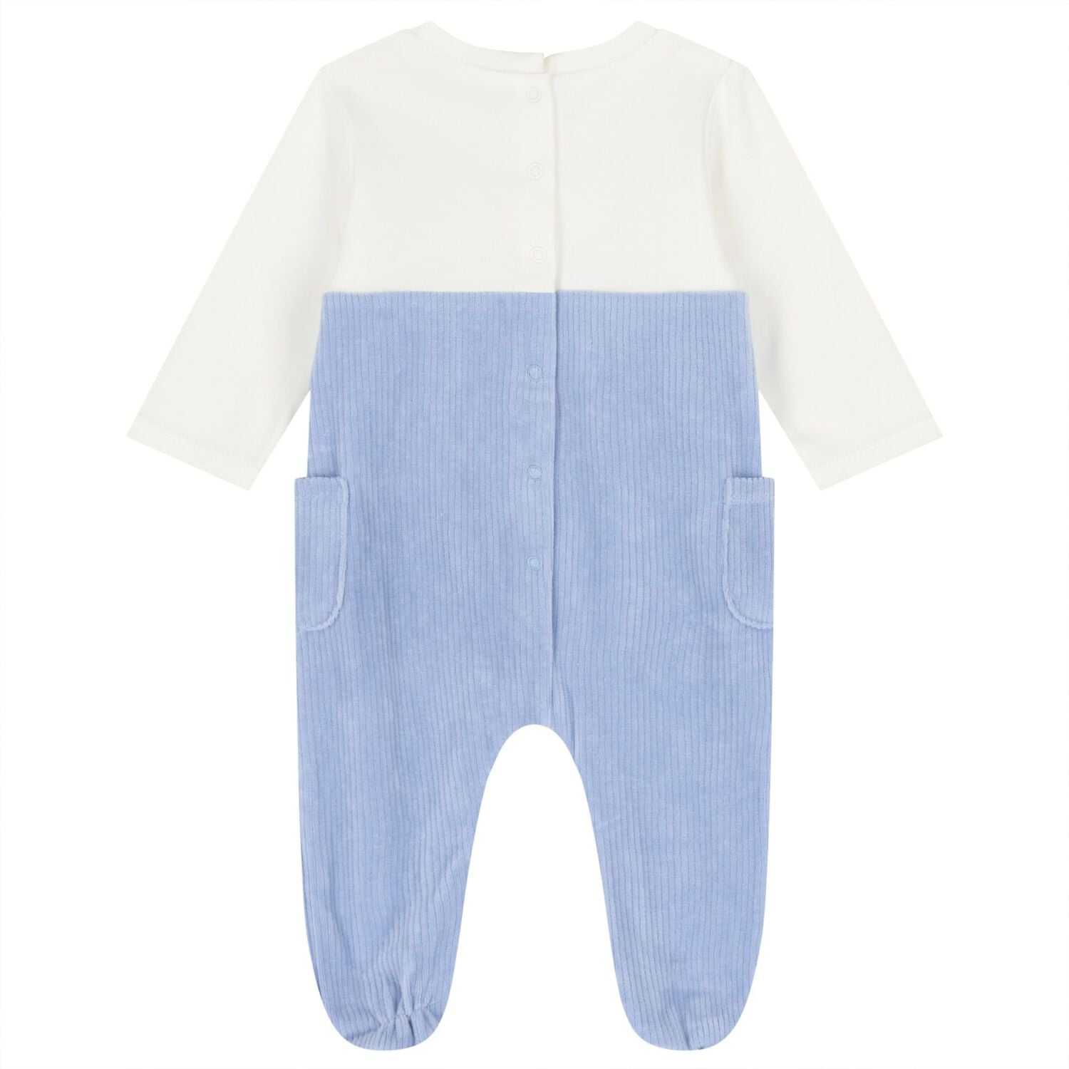 Baby Boys White & Blue Lamb Babygrow, 1, hi-res