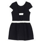 Girls Navy Logo Dress, 1, hi-res