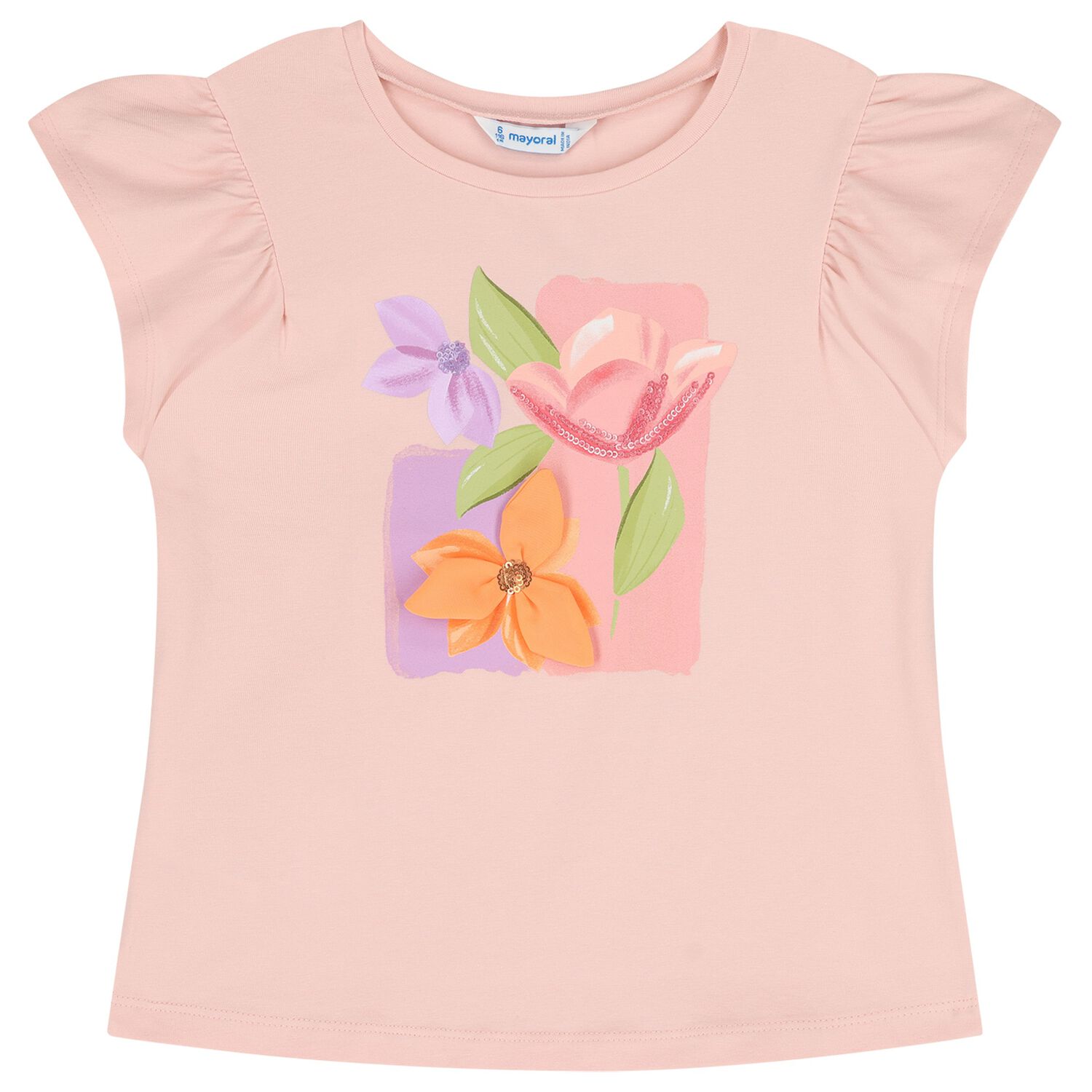 Girls Pink Flower T-Shirt, 1, hi-res