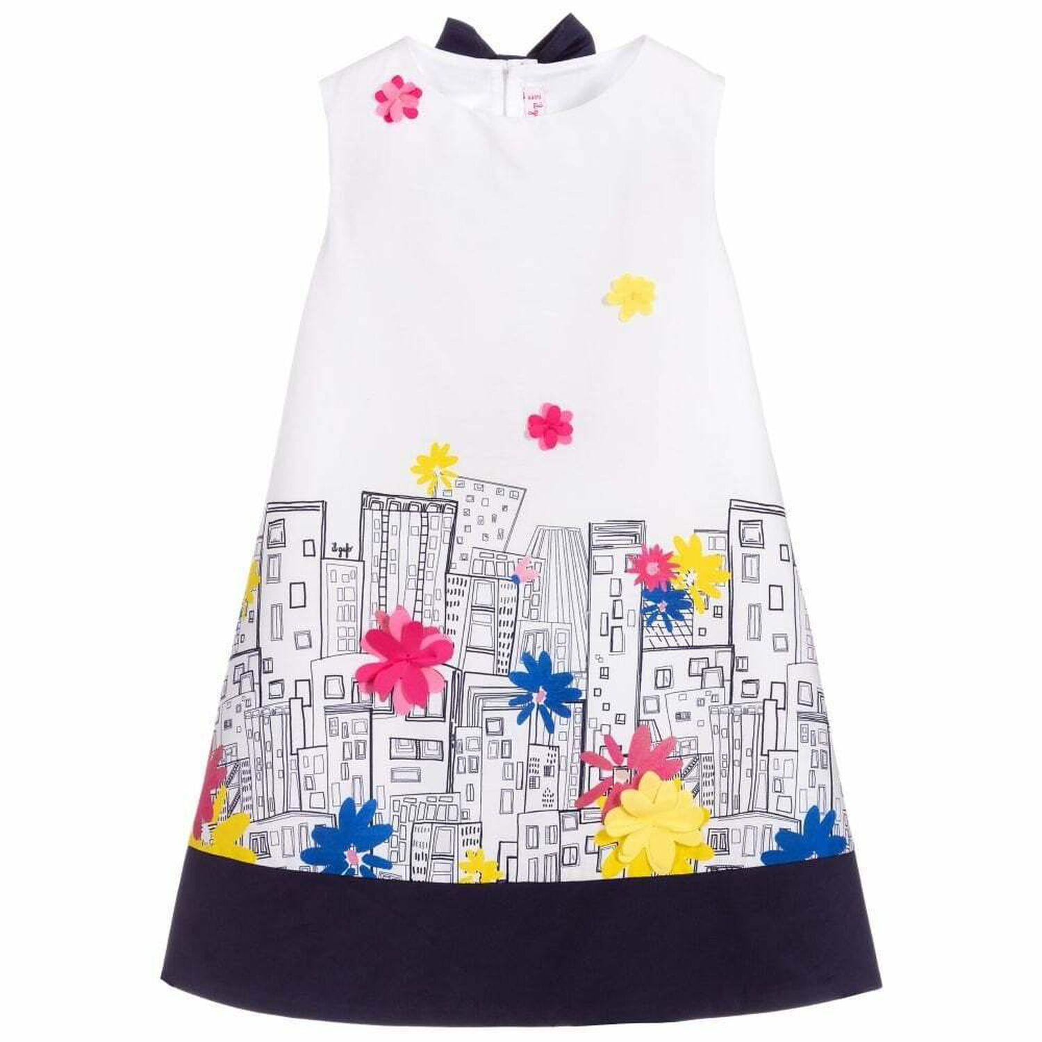 Girls White Cotton Dress, 1, hi-res