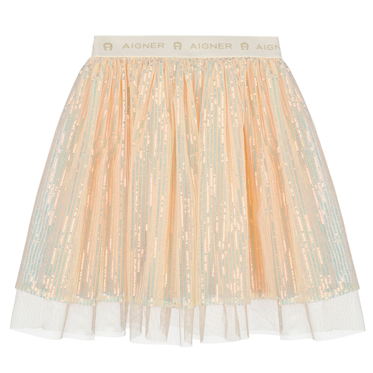 Girls Pink Embellished Sequin Tulle Skirt, 1, hi-res