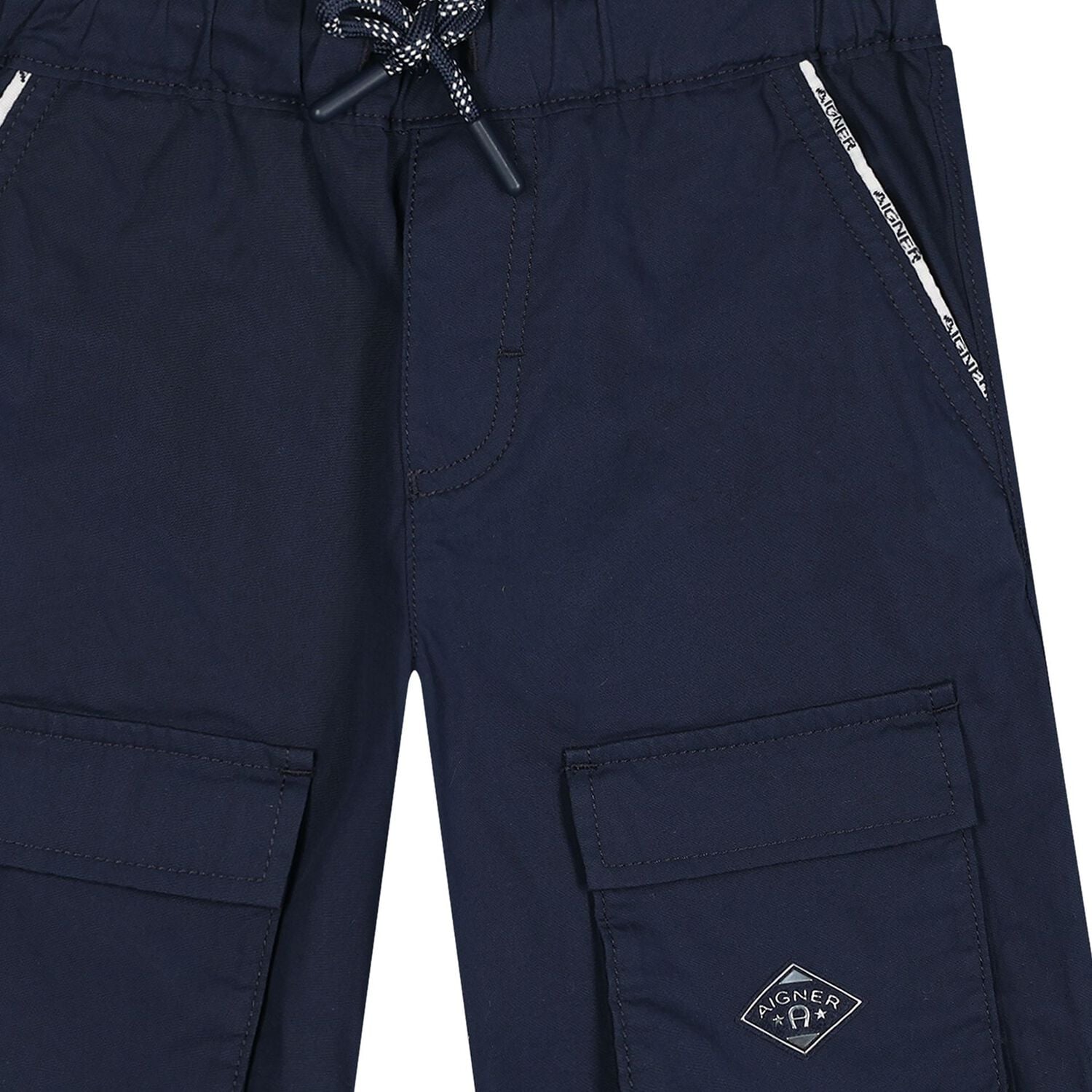 Boys Navy Blue Logo Shorts, 1, hi-res