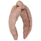 Girls Beige & Pink Hearts Jacquard Headband, 2, hi-res