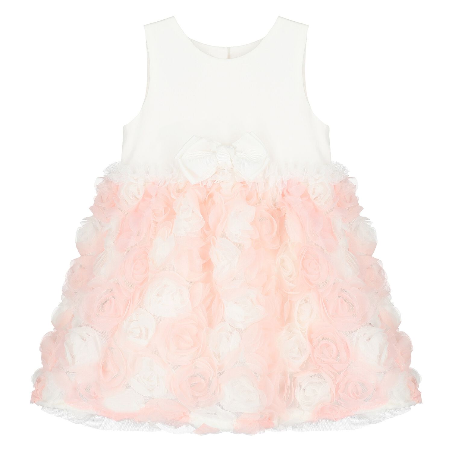 Baby Girls Ivory & Pink Roses Tulle Dress, 2, hi-res