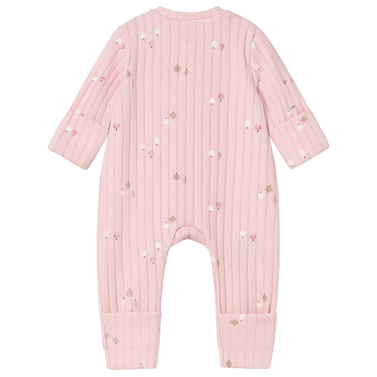 Baby Girls Pink Ribbed Babygrow, 2, hi-res