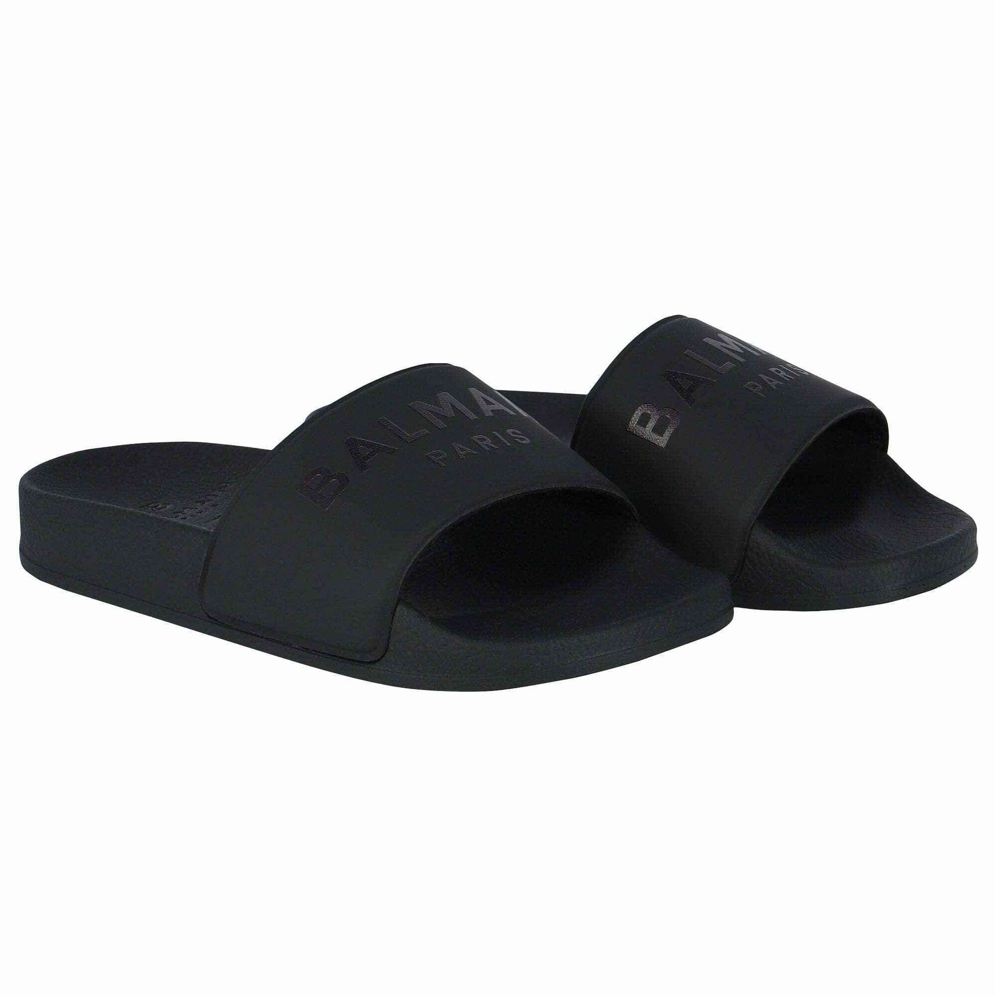 Balmain Black Logo Sliders Junior Couture UK