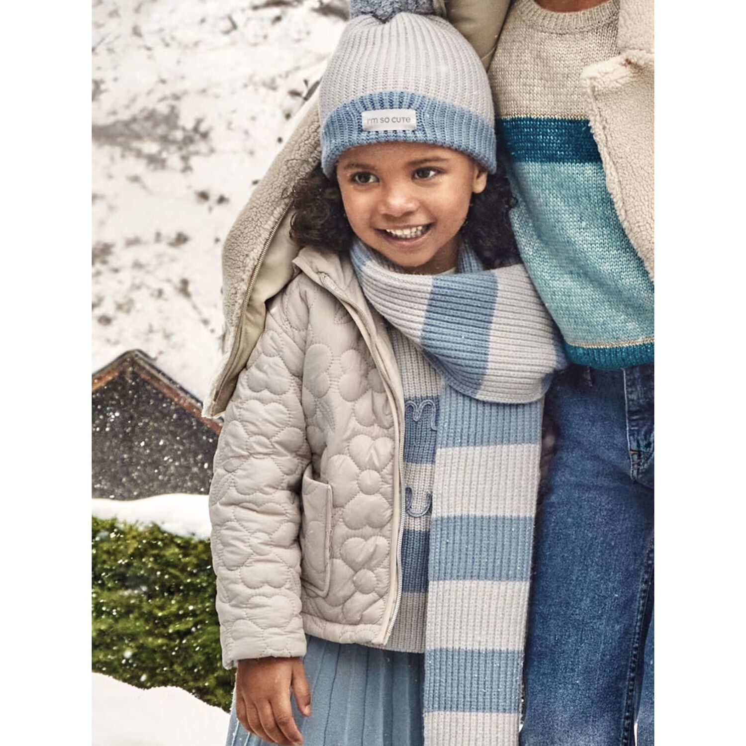 Girls Beige Quilted Jacket, 1, hi-res