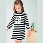 Girls Ivory & Black Striped Dress, 1, hi-res